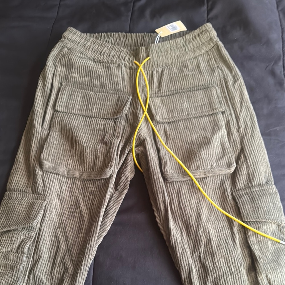Olive Corduroy Cargo Pants